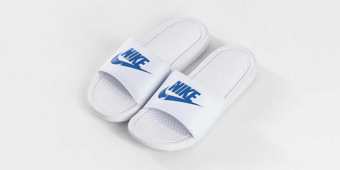 nike benassi slides white
