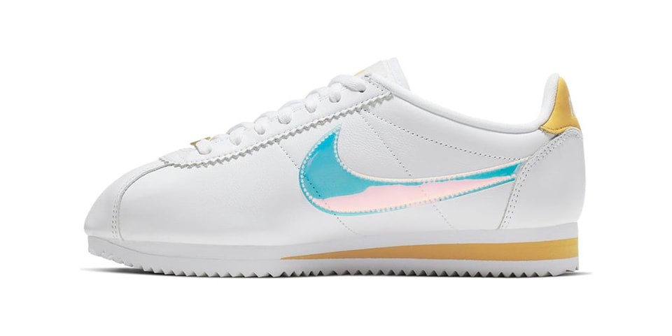 white and gold nike cortez