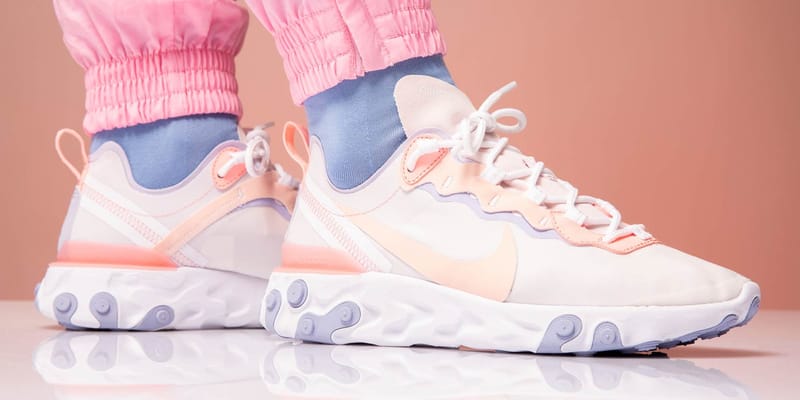 Nike react element 55 white pink and orange best sale