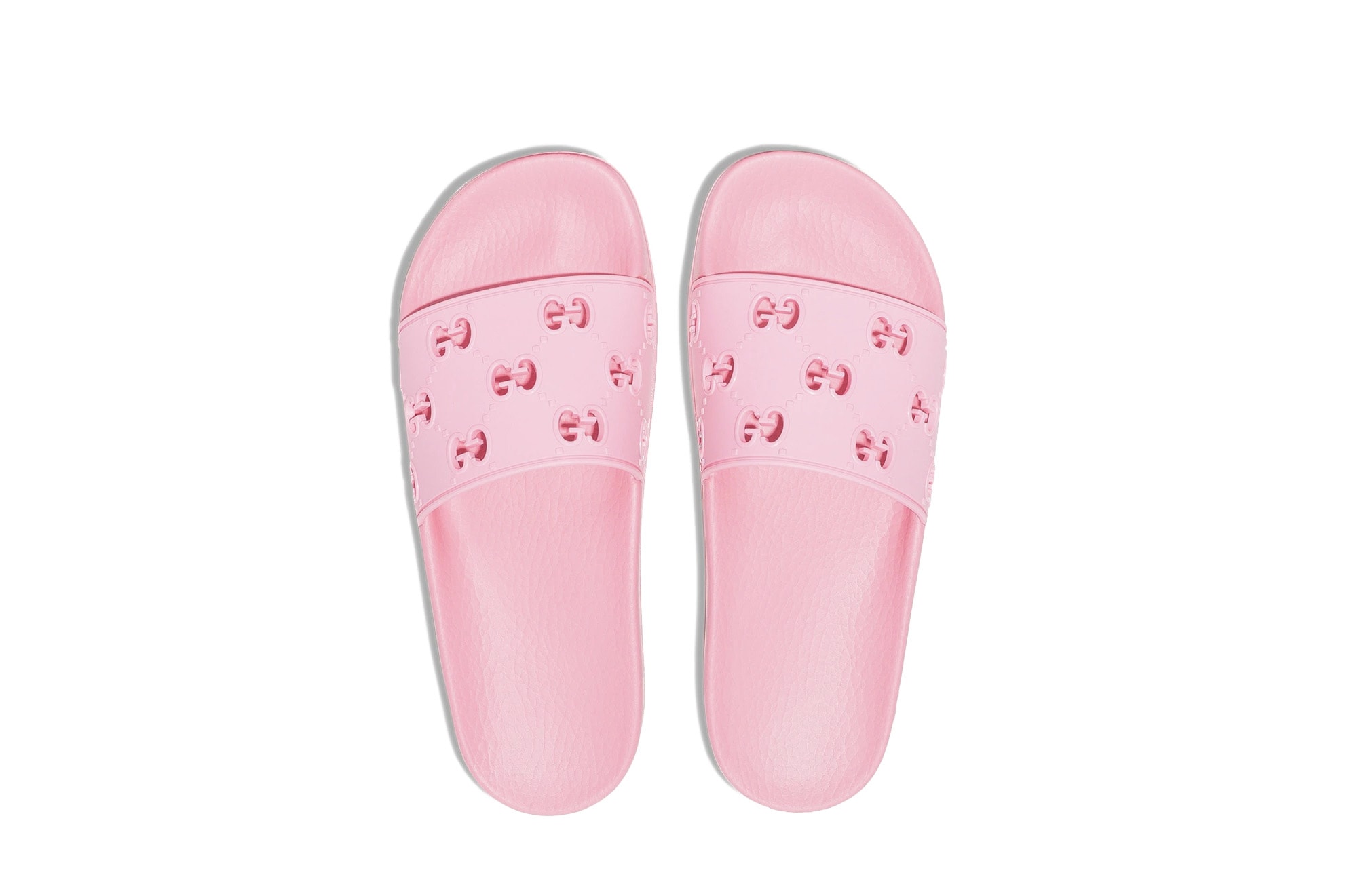 Gucci Logo Monogram Pink Pool Slides Summer Shoe | Hypebae