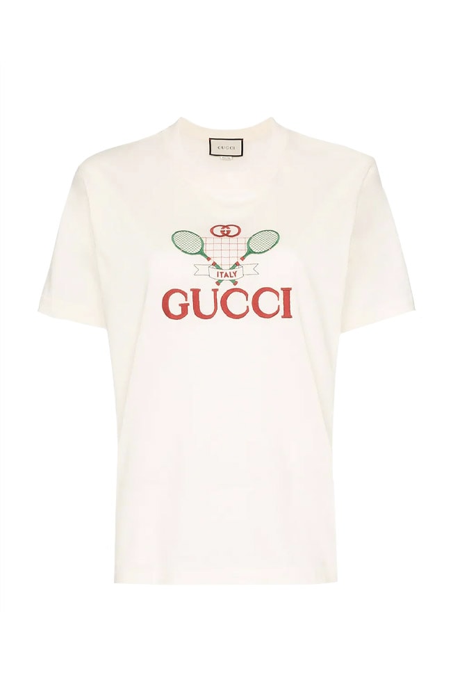 Gucci White Retro Logo T-Shirt Tennis Print | Hypebae