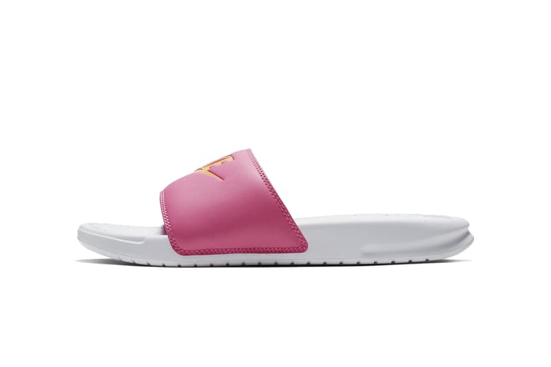 Nike Benassi Logo Slides Pink/White Summer Drop | HYPEBAE