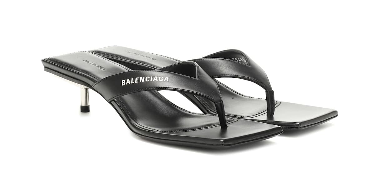 Balenciaga Metal 40 Black Flip Flop Sandal Heels | HYPEBAE