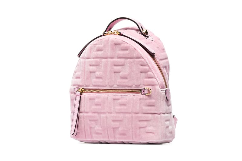 Fendi Pink FF Logo Monogram Velvet Backpack | HYPEBAE