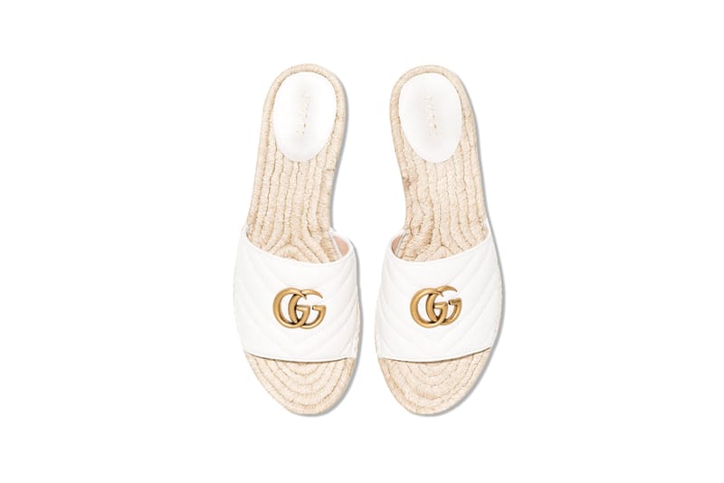 Gucci espadrille slides online white