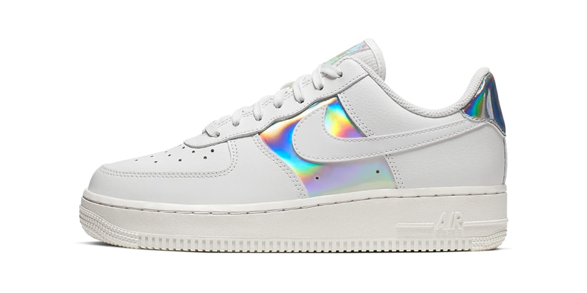 white air force 1 with iridescent swoosh