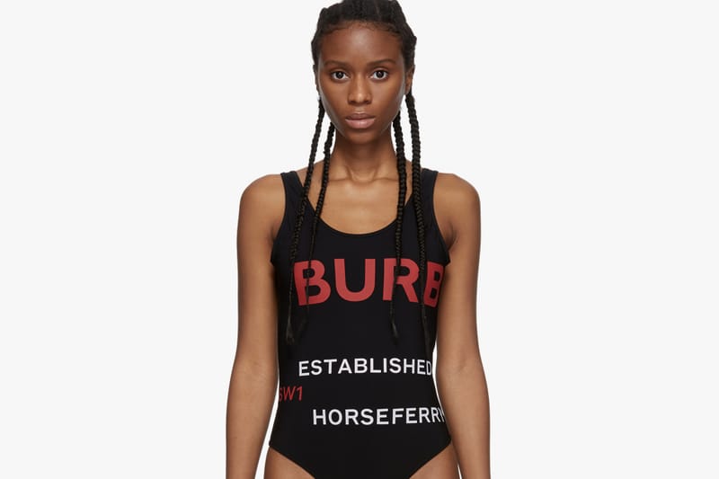 Burberry Luxury Black Logo Swimsuit White Red Hypebae