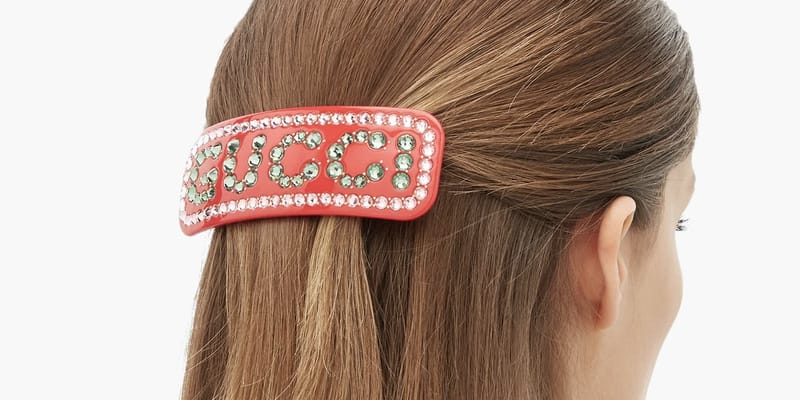 Gucci Rhinestone Logo Hairclip in Red | Hypebae Gucci Rhinestone Logo Hairclip in Red | Hypebae