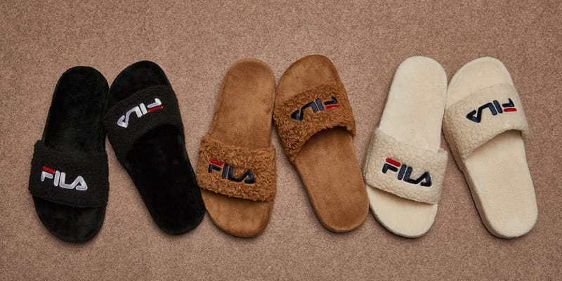 Fluffy shop fila slides