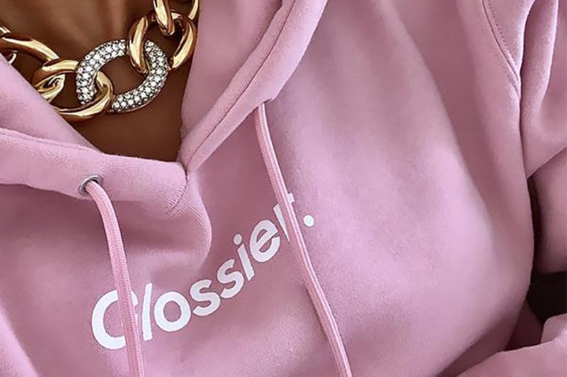 Glossier best sale pink hoodie