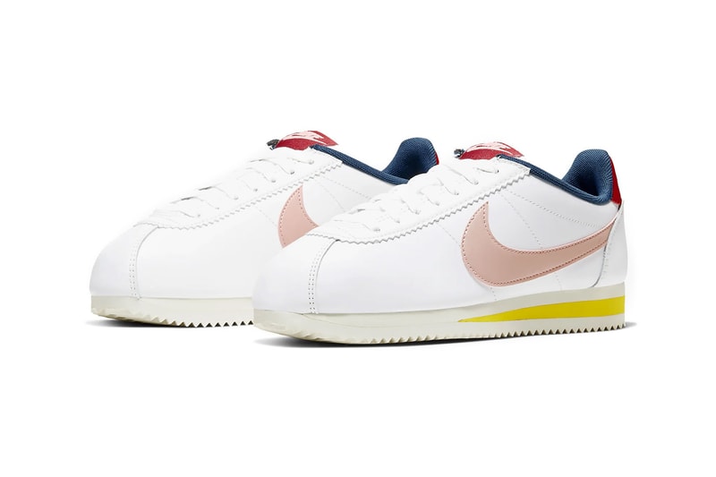 pink and yellow nike cortez