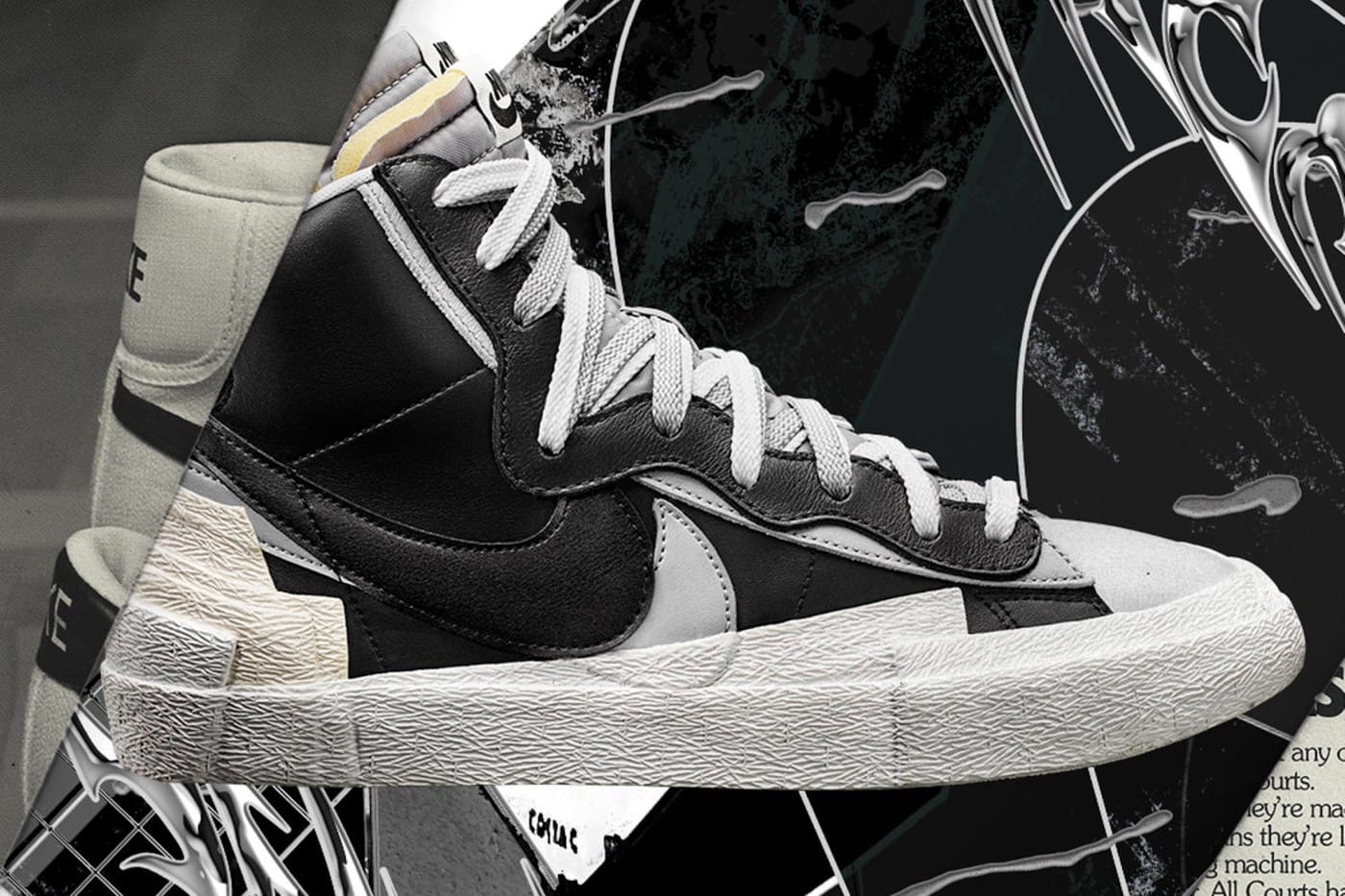 sacai x Nike Blazer Mid Black White Release Date | HYPEBAE