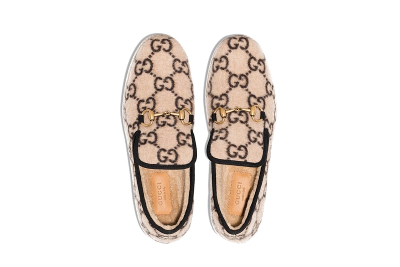 Gucci Cozy Logo Monogram Wool Slippers Shoes | Hypebae