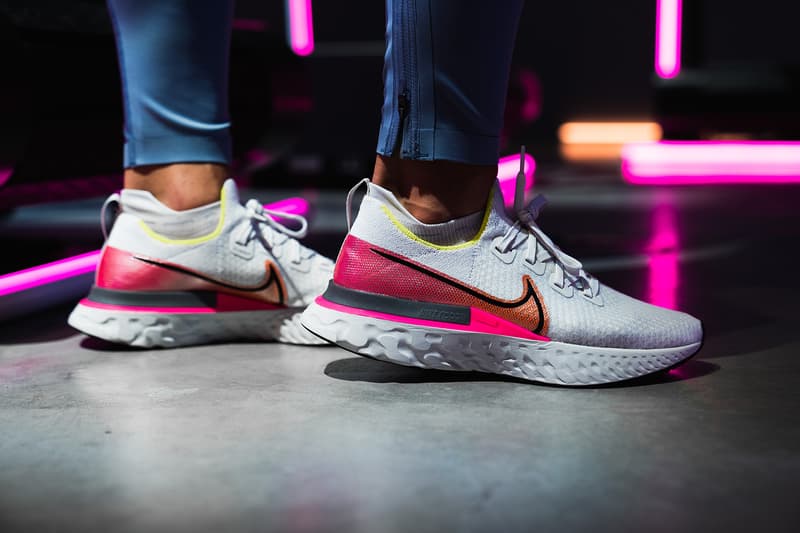 nike react white and pink