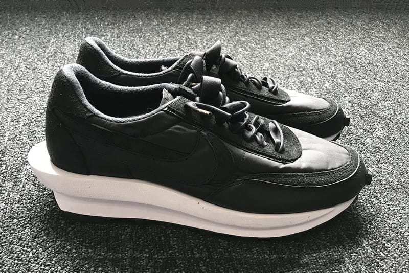 sacai x Nike LDWaffle Black Leather Sneakers | Hypebae
