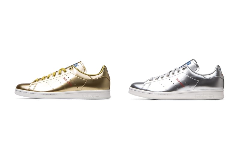 Adidas stan smith gold and silver sale