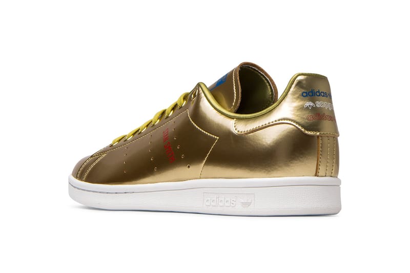 Adidas originals stan on sale smith gold silver