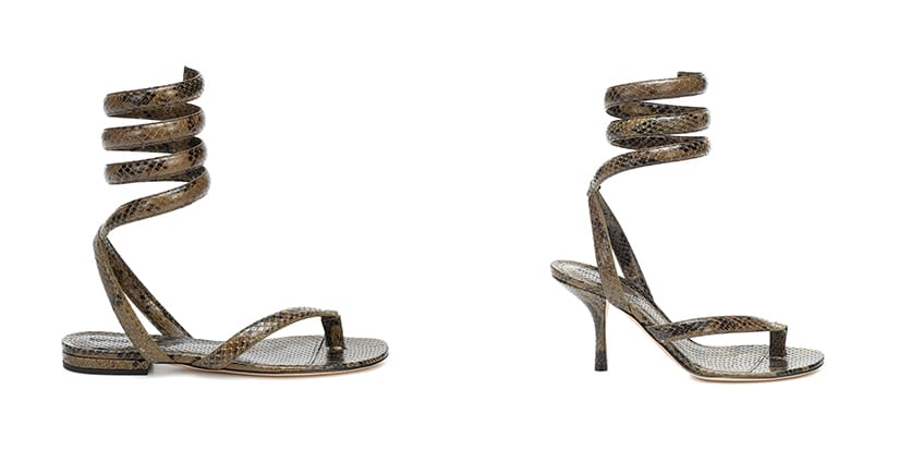 Shop Bottega Veneta Snake-Effect Leather Sandals | HYPEBAE