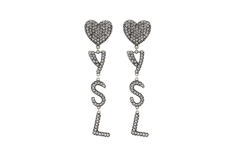 Saint Laurent's Silver Heart YSL Logo Earrings HYPEBAE