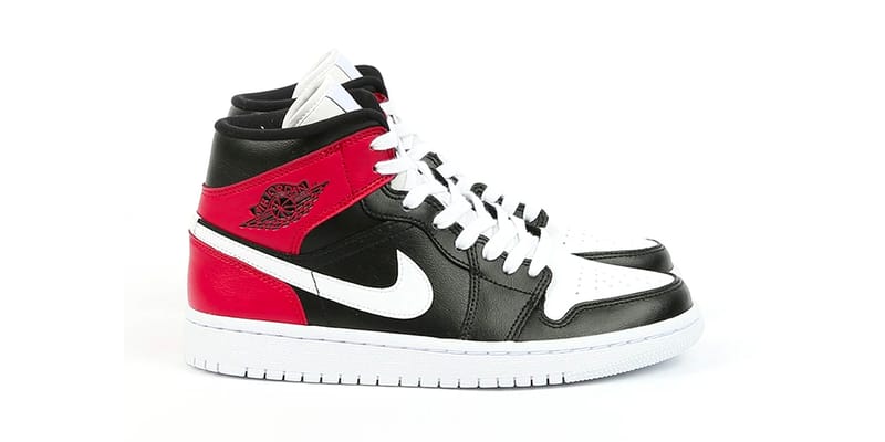 Nike air jordan clearance 1 mid black/noble red-white