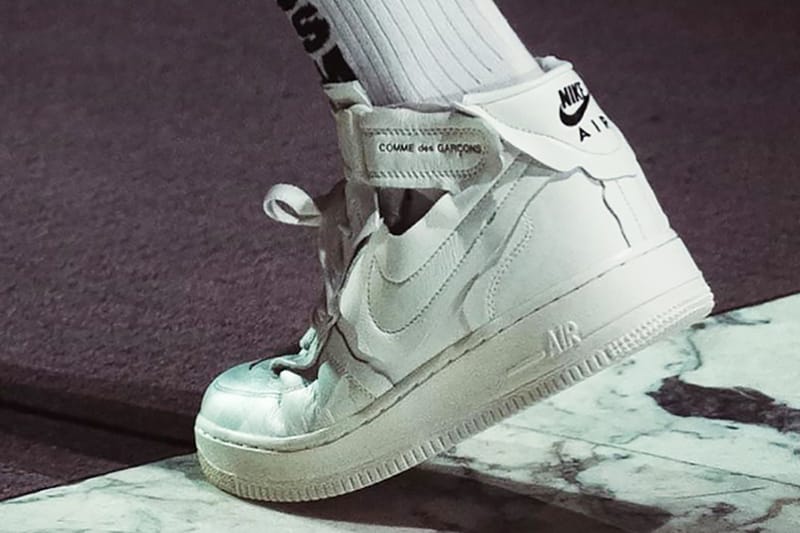 comme des garcons x nike air force 1 mid white