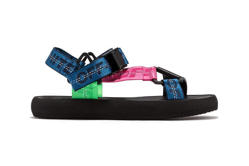 Shop Off-White Navy u0026 Pink Micro Trek Sandals | Hypebae