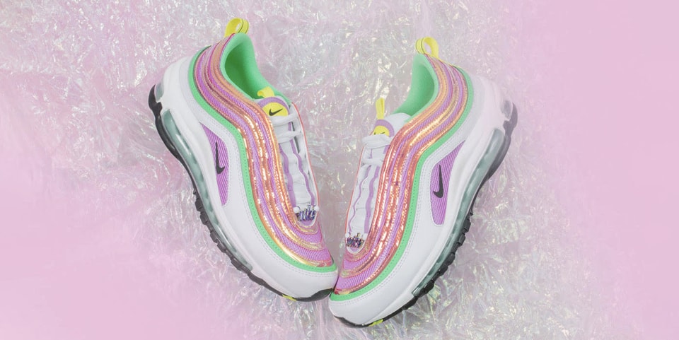 nike air max 97 pink white yellow green candy colorful rainbow shoes