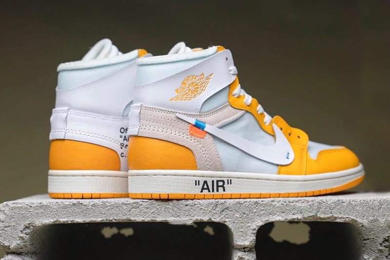 Yellow off white store jordan 1