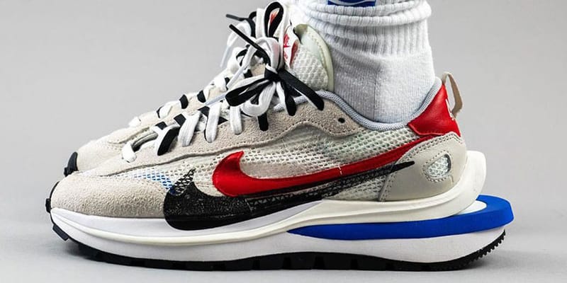 On-Foot Look at sacai x Nike VaporWaffle White Blue Red | Hypebae