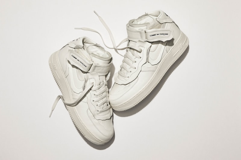 comme des garcons x nike air force 1 mid white