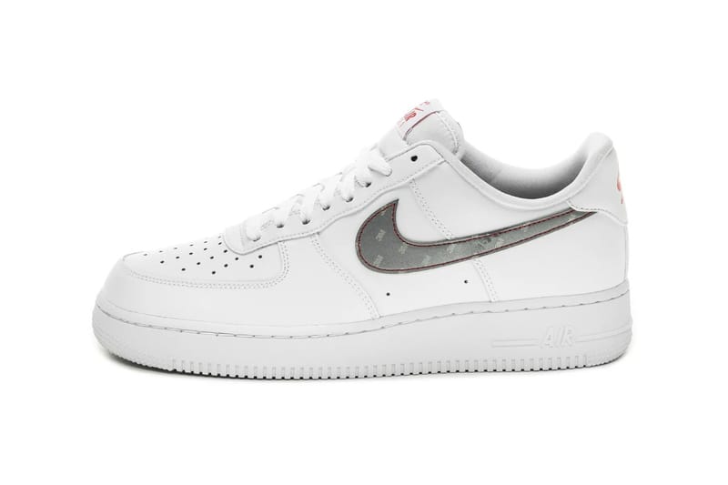 Nike silver air force store 1 swoosh tape trainers