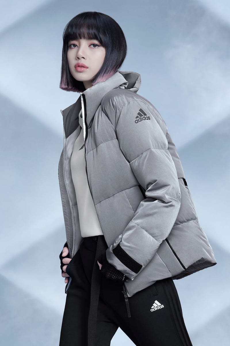 Adidas long store padded coat blackpink