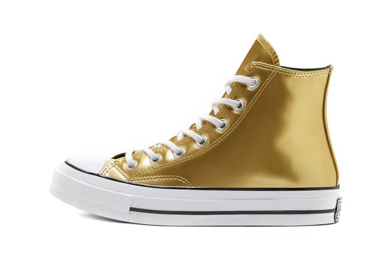 Gold and best sale silver converse