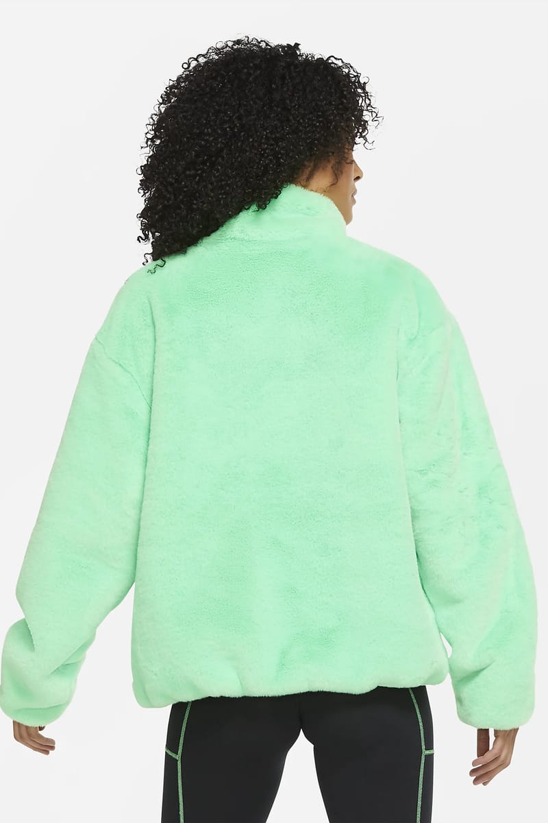 Nike faux fur jacket green