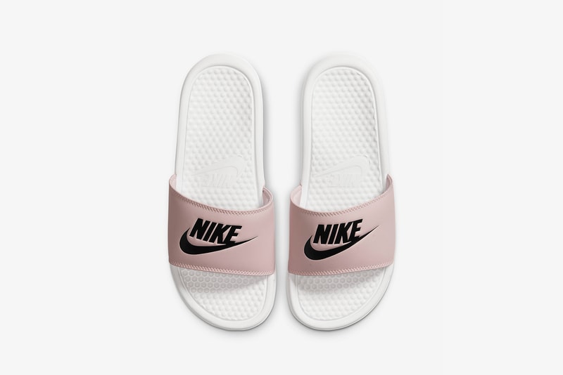 nike benassi slides women's pink