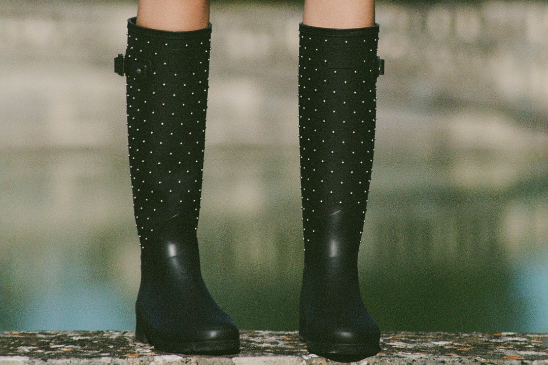 black studded rain boots