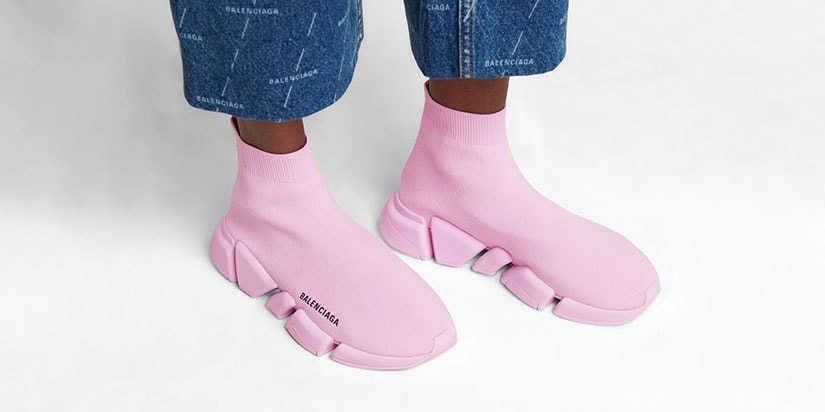light pink balenciaga speed trainers