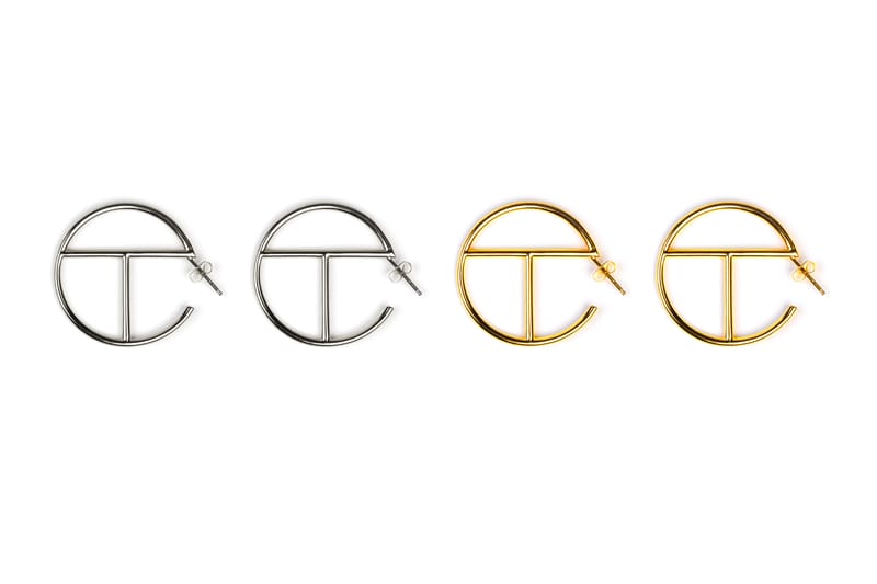 Telfar Drops Logo Hoop Earrings in Gold, Silver | Hypebae