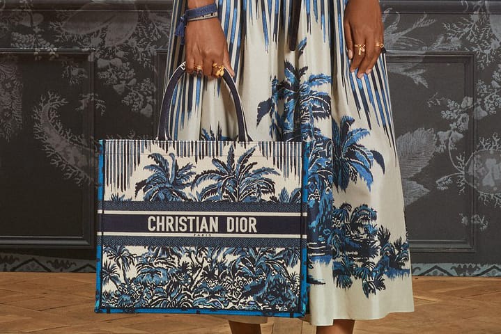 Dior book tote palm trees sale