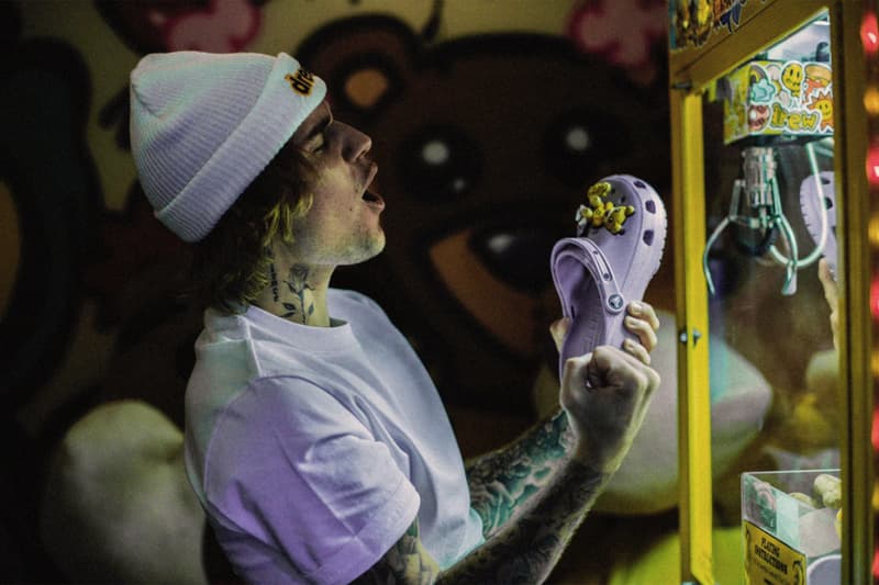 justin bieber crocs purple