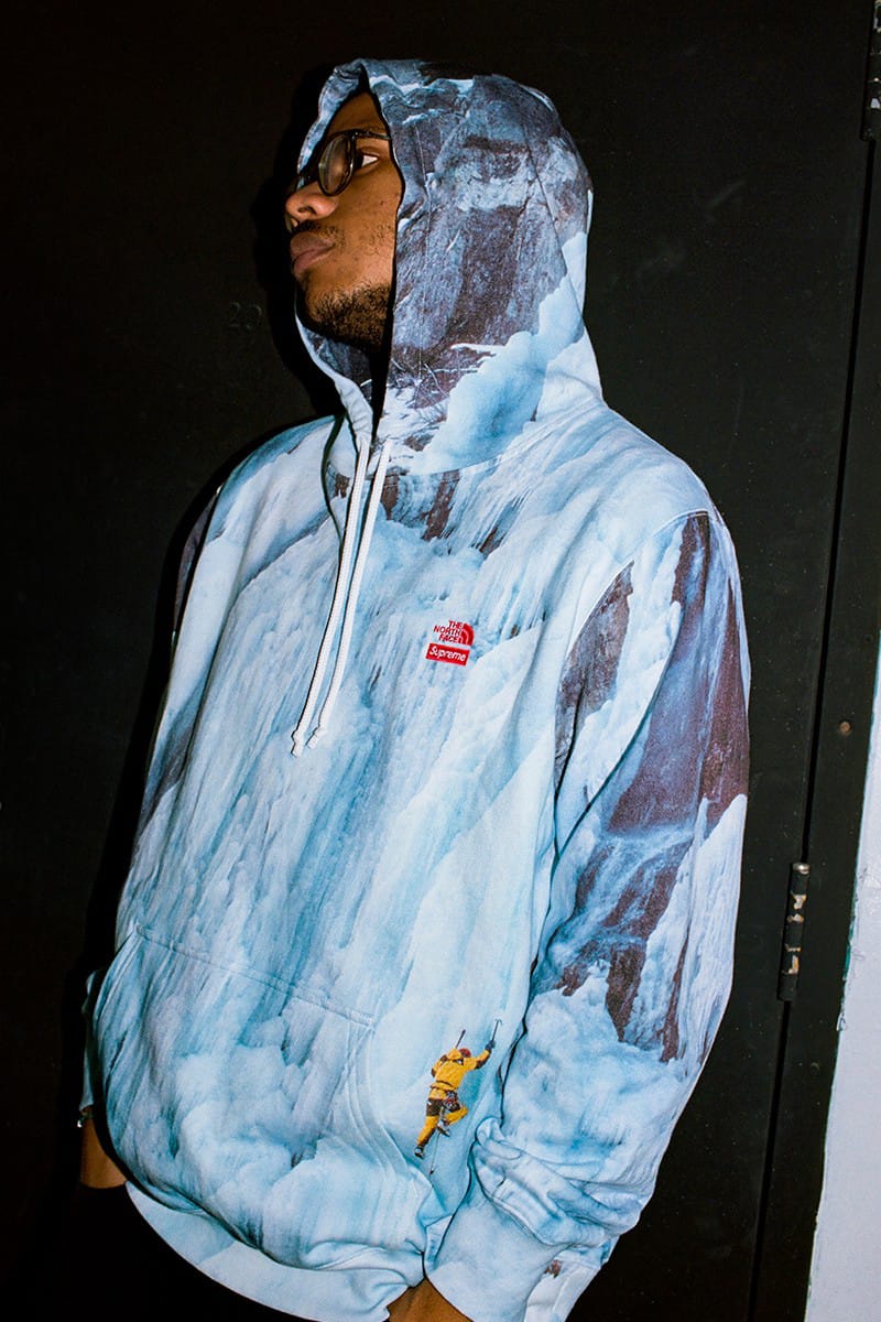 North face supreme hot sale blue jacket