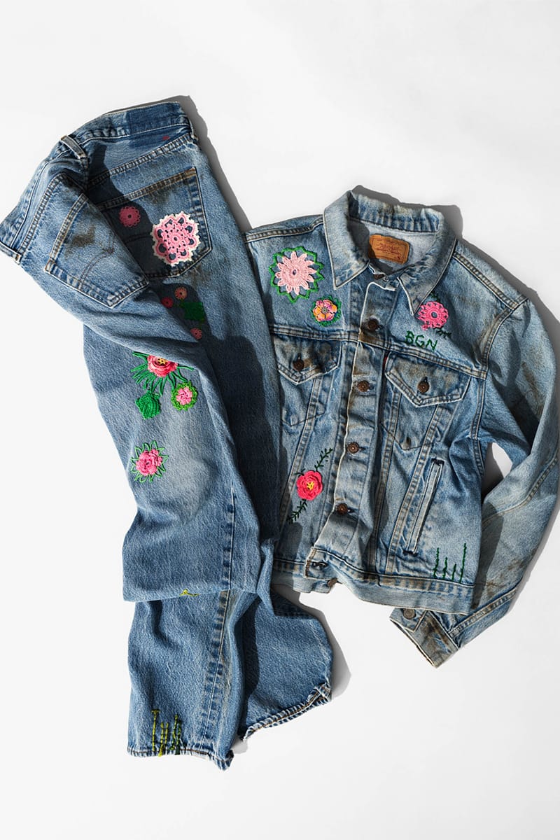 Levi's floral best sale denim jacket