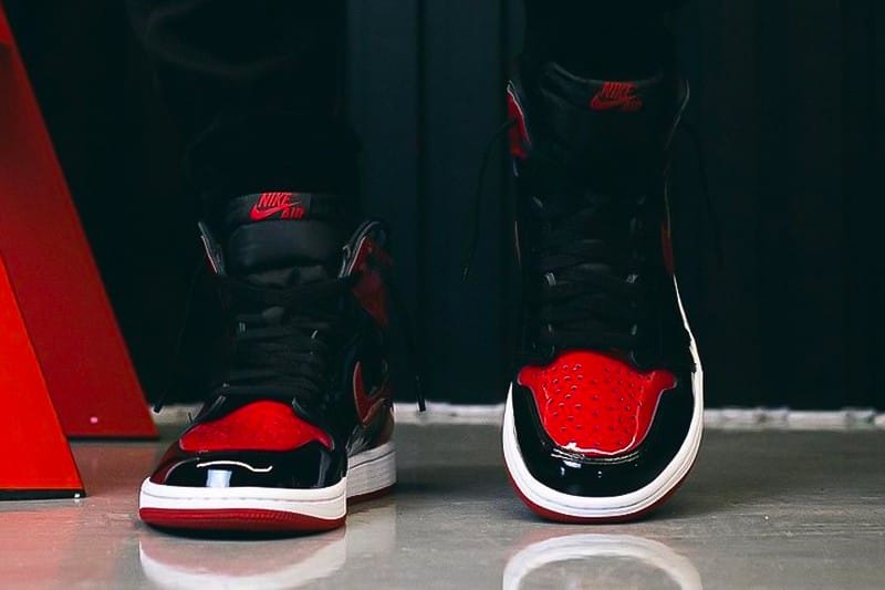 Air jordan 1 clearance bred toe on feet