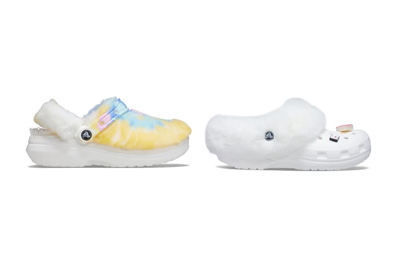 White crocs clearance with fur