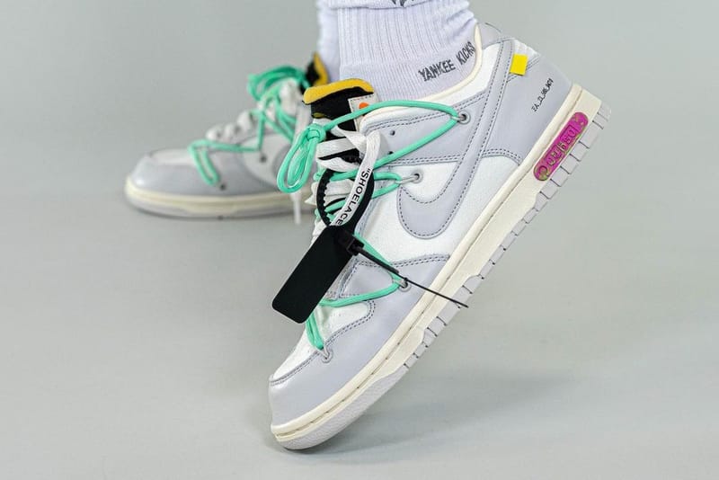 Off white x hotsell nike dunk low white/green