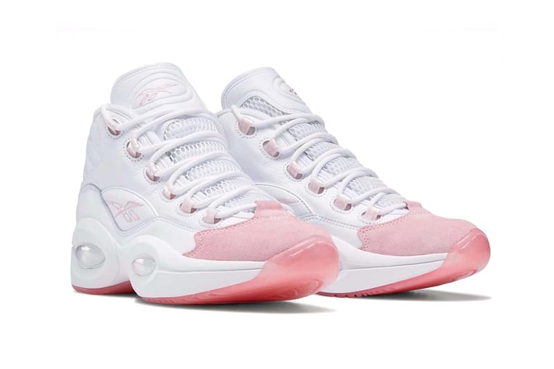 Pink and white best sale reebok