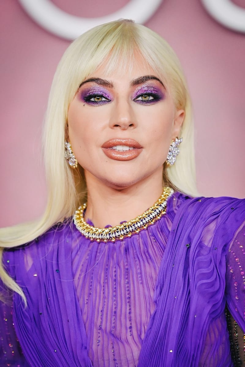 Lady gaga purple dress hotsell