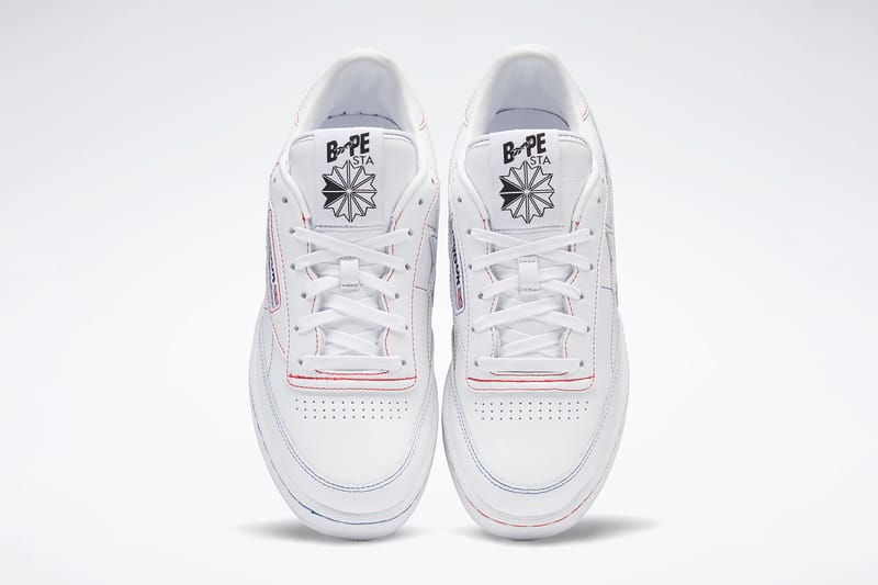Reebok Club C 85 Bape White Contrast Stitch ベイプコラボ Reebok Club C 85 Bape White Contrast Stitch Men's - Q47367 - US