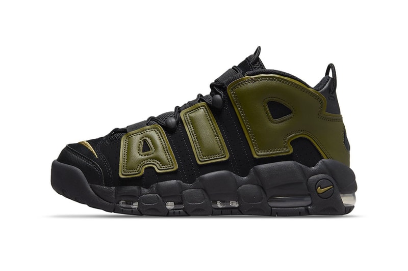 nike uptempo black green