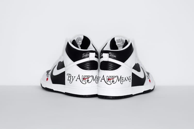 ★NikexSupreme SB Dunk High OG QS By Any Means★Black White Nike SB Dunk High Supreme By Any Means Black Men's - DN3741